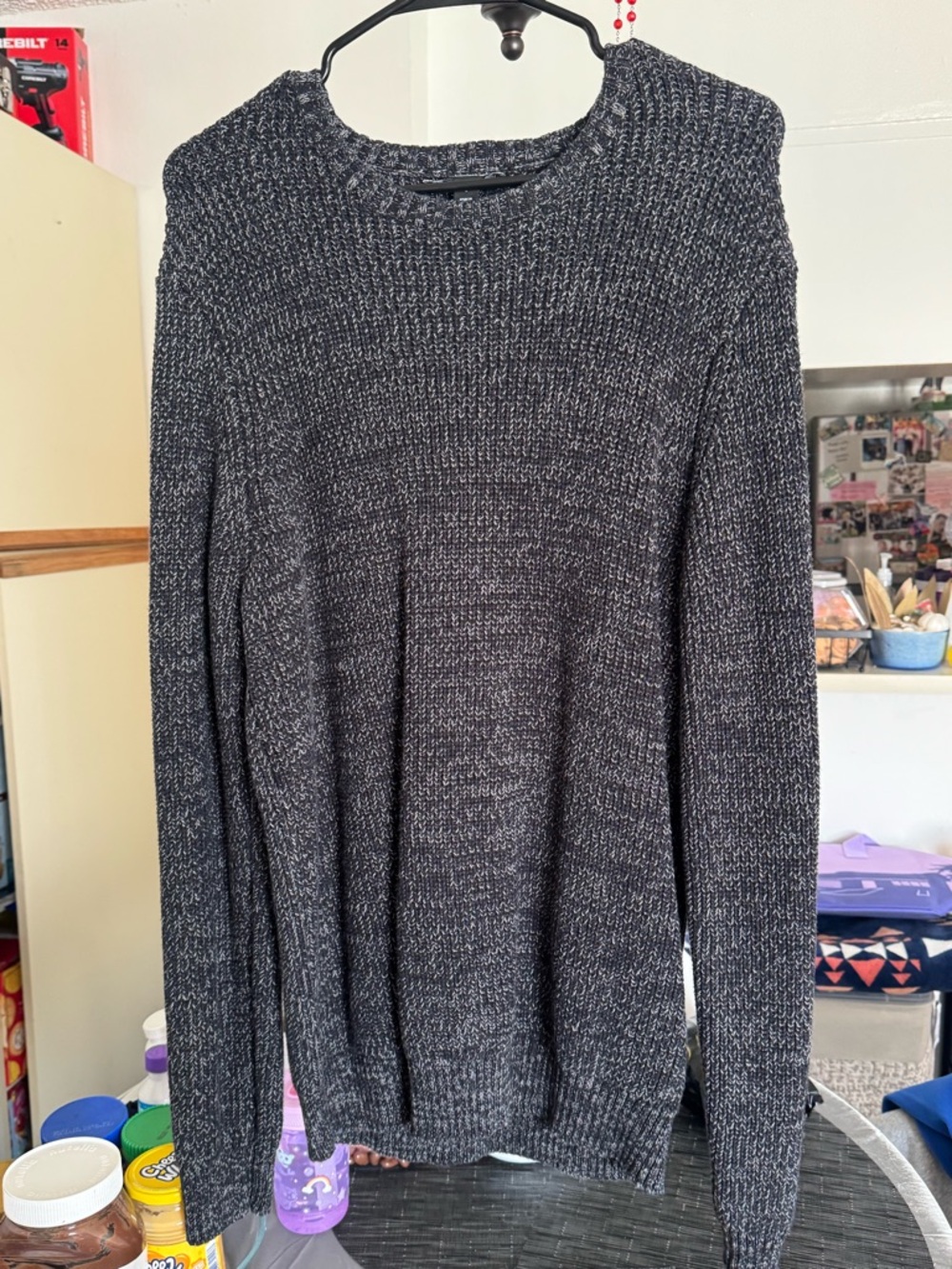 INC International Concepts Charcoal Marled Knit Crewneck Sweater